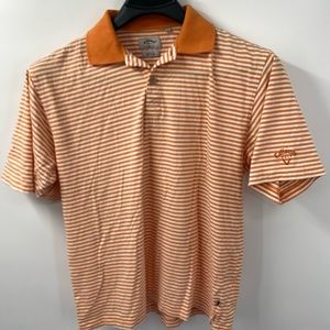Callaway Shirt Mens medium Orange Striped Golf Polo 100% Cotton